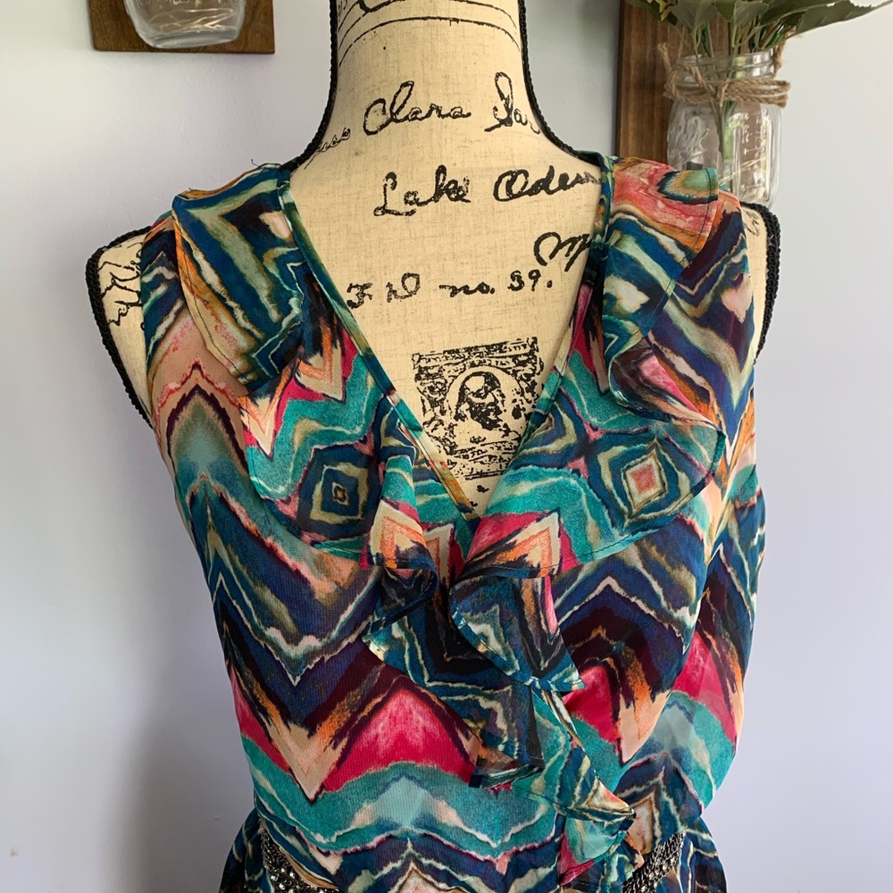 AB Studio Abstract Print Fully‎ lined Dress - Picture 3 of 13